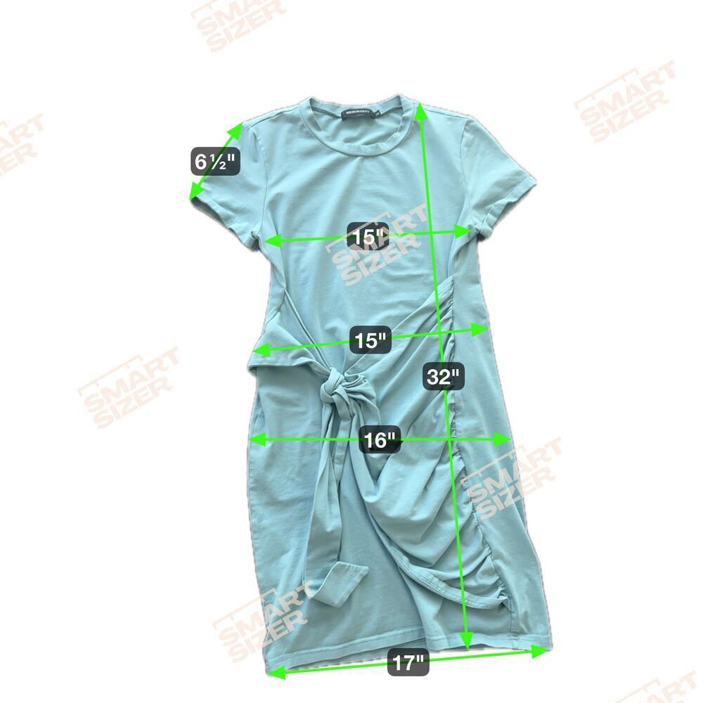 MEROKEETY Short Sleeve Crew Neck Mint T-Shirt Dress Tie Waist Ruched Dress Sz S - Picture 9 of 11